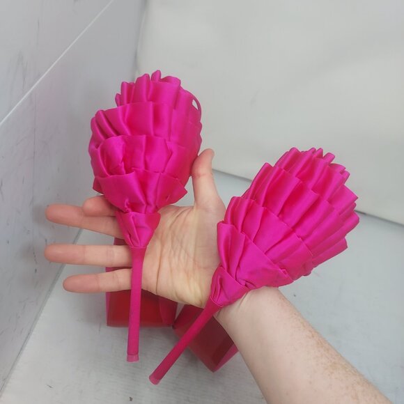 CHRISTIAN LOUBOUTIN Pink Maria Frou Alta Satin Platform Pump Shoe - Picture 8 of 14